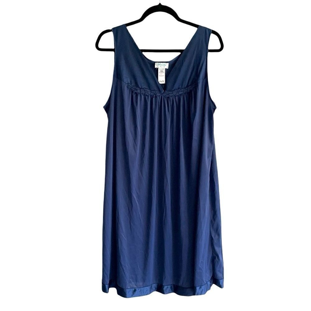 VANITY FAIR Blue Nightgown Sleeveless Large